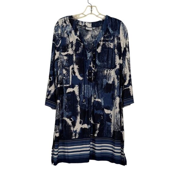 Beach Break Navy Tie Dye Beach Coverup Tunic - Picture 1 of 8